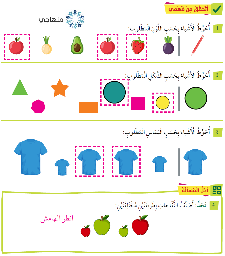 التصنيف وفق خاصية واحدة